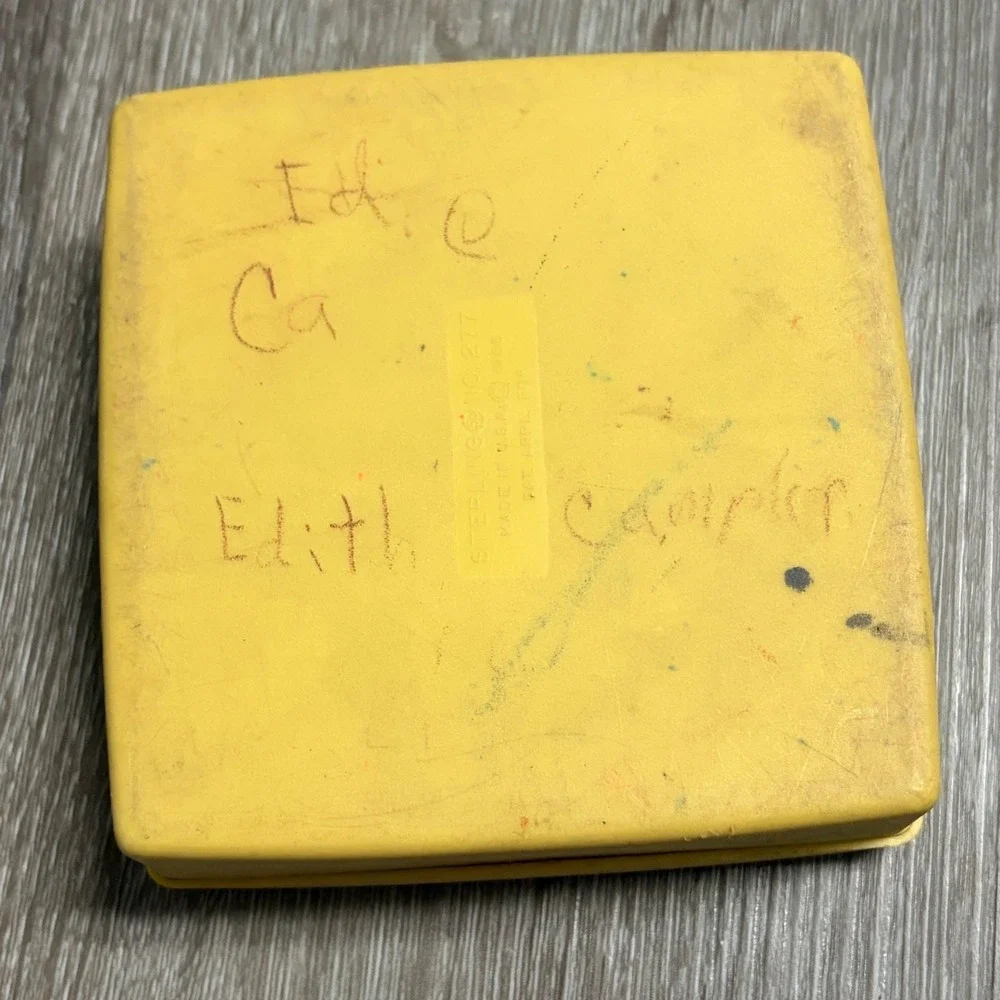 Vintage 1965 Sterling Plastics No 277 Utility Crayon Box Yellow Hinged Case USA